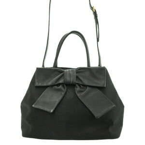 PRADA Ribbon Tessuto Fiocco Bow Handbag Shoulder Bag Black